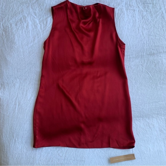 NWT Reformation Serina Silk Mock High Boat Neck Sleeveless Mini Dress Sangre Red - Picture 6 of 11